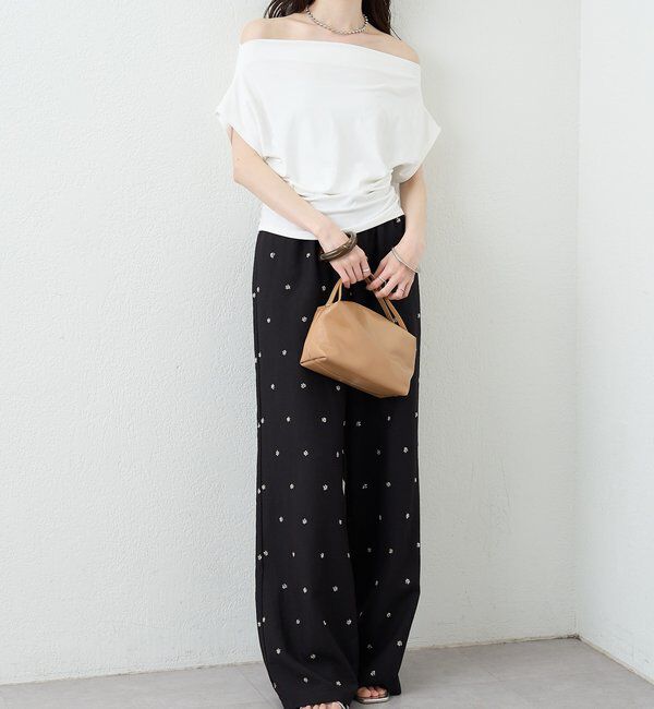  「サイドギャザーオフショルTシャツ」|Tシャツ・カットソー|