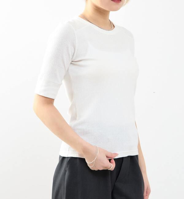 SOFFITTO「ランダムリブ5分袖Tシャツ」|Tシャツ・カットソー|