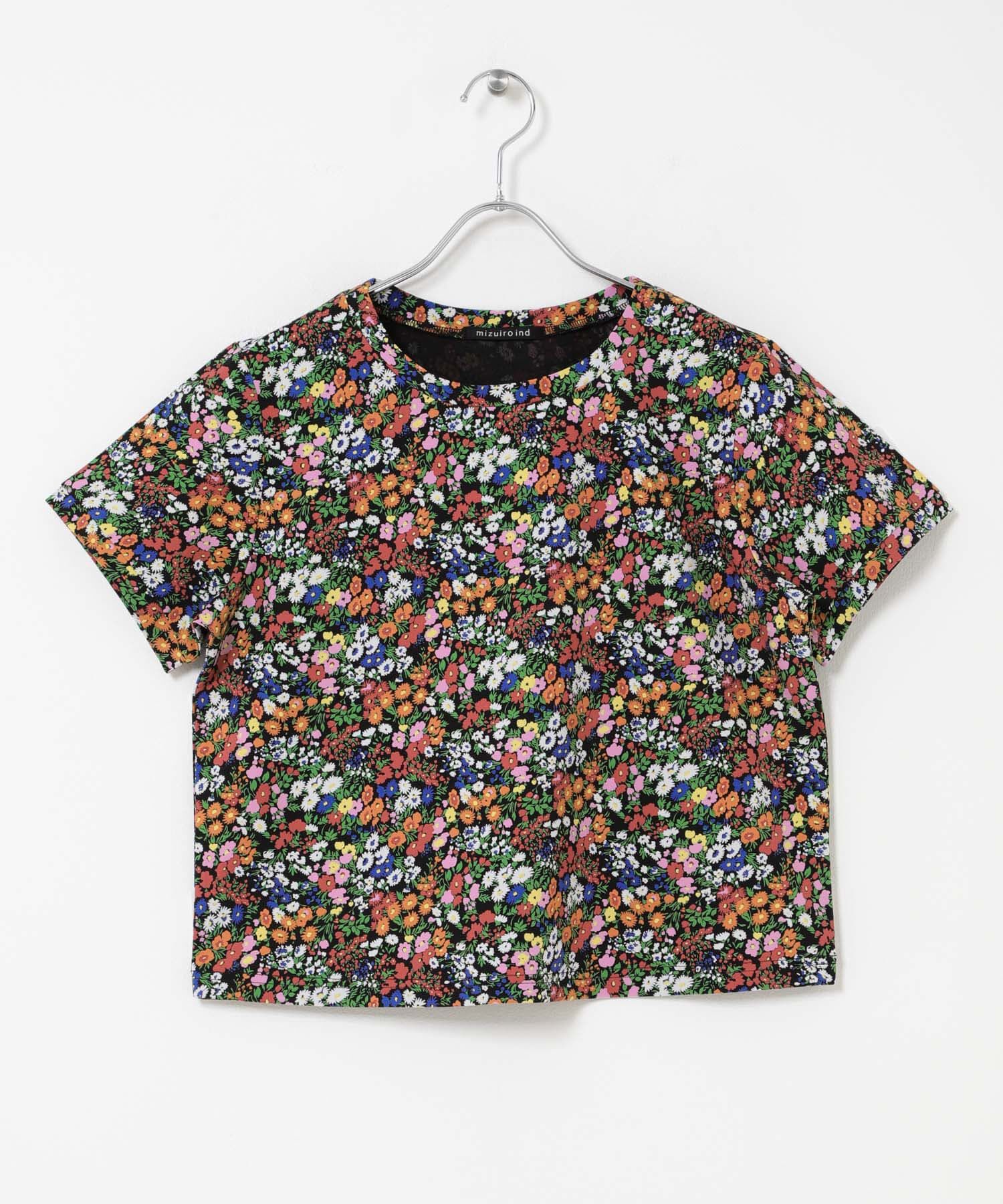 URBAN RESEARCH DOORS「mizuiro-ind　FLOWER PRINT T-SHIRTS」|Tシャツ・カットソー|ブラック