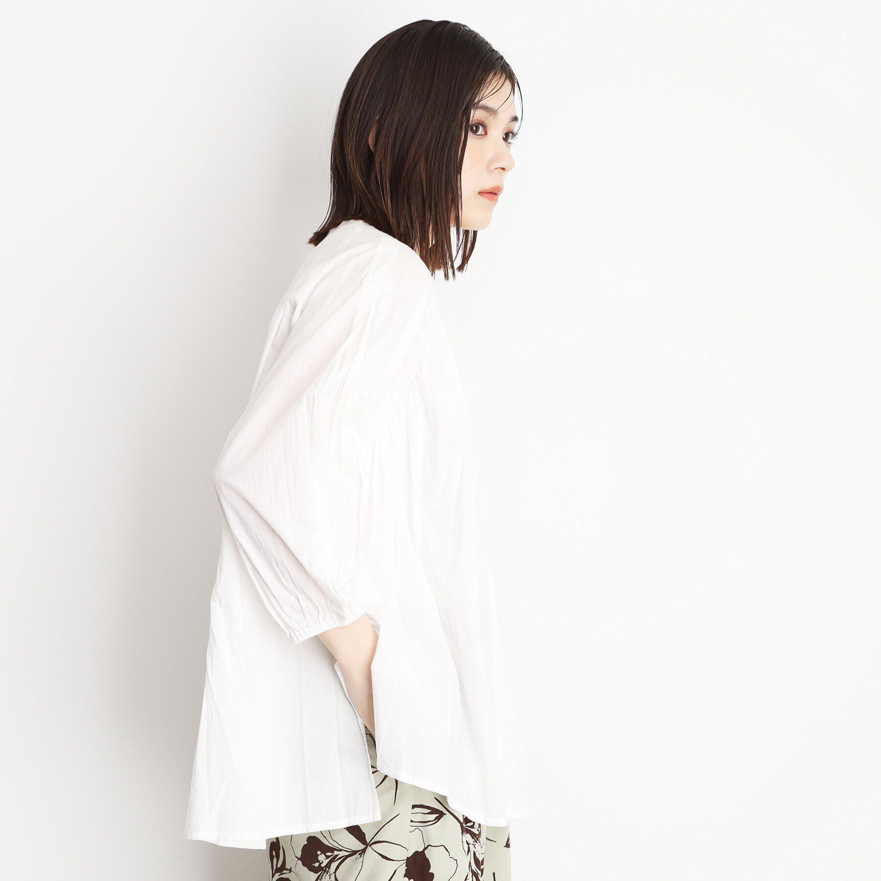 THE SHOP TK「コットンシャーリングブラウス【洗える】」|シャツ・ブラウス|