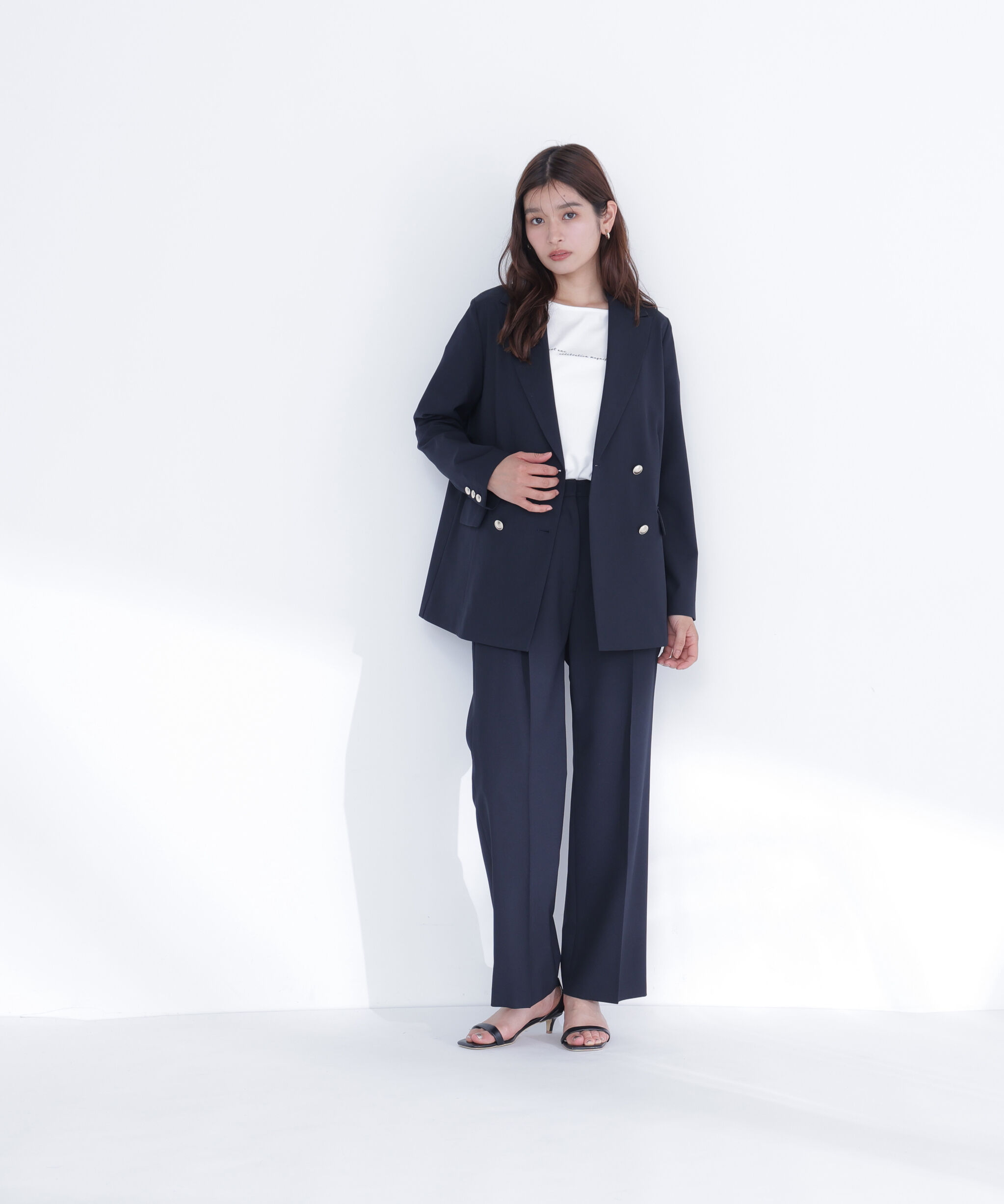  「リネンライク SETUP タックワイドパンツ」|その他|