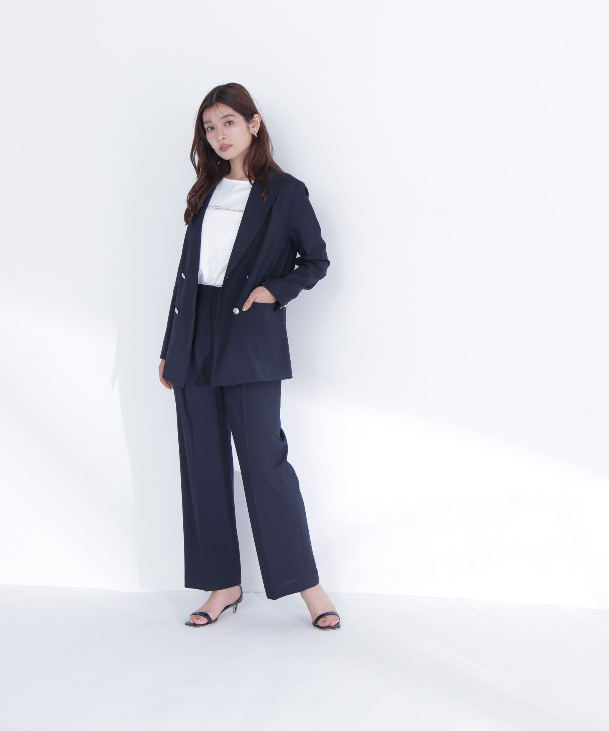  「リネンライク SETUP タックワイドパンツ」|その他|