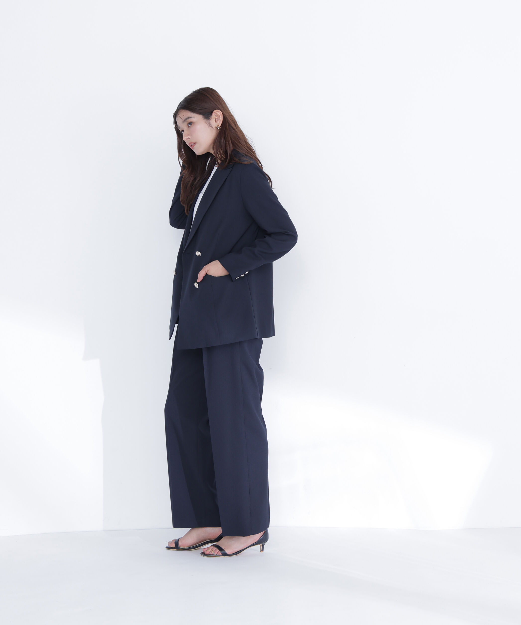  「リネンライク SETUP タックワイドパンツ」|その他|