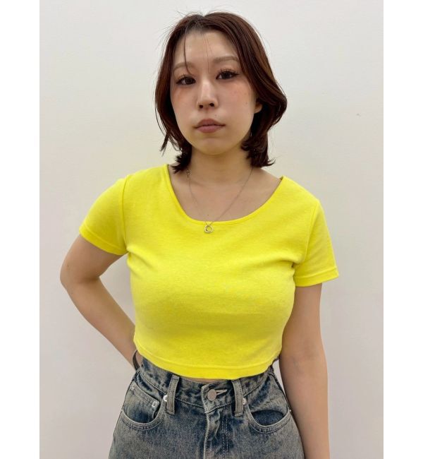 EVRIS「BASICシンプルショートTシャツ」|Tシャツ・カットソー|イエロー
