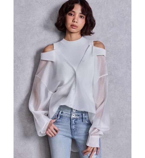 GYDA「3WAYショルダーOPENシアードッキングシャツ」|シャツ・ブラウス|