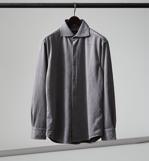 ABAHOUSE「【FLEX SHIRTS】ネオスウェード ツイル 長袖シャツ」|シャツ・ブラウス|グレー