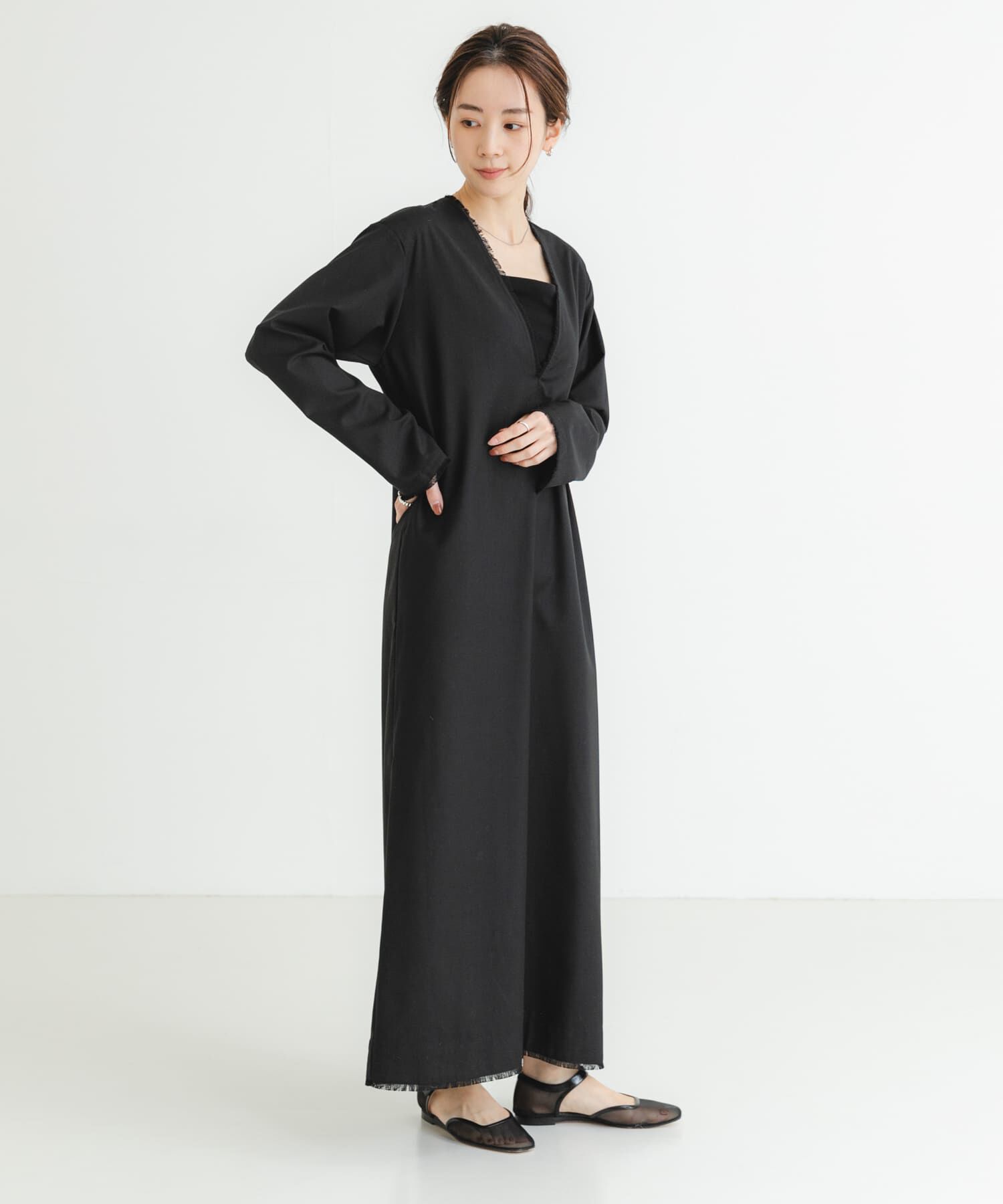 URBAN RESEARCH「new basic　深Vネックワンピース」|ワンピース|ブラック