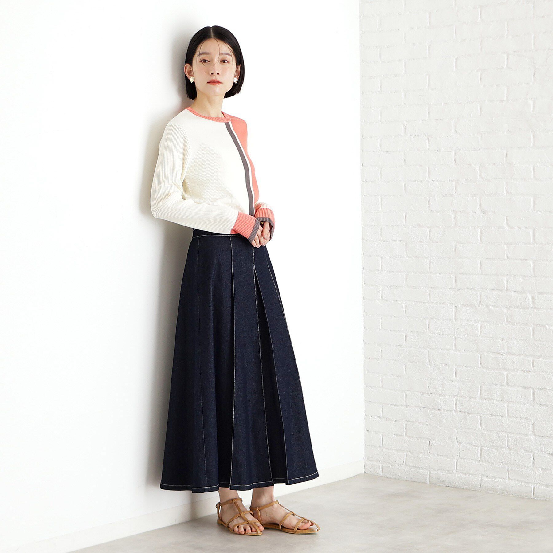 THE SHOP TK「配色リブニット【洗える】」|ニット・セーター|
