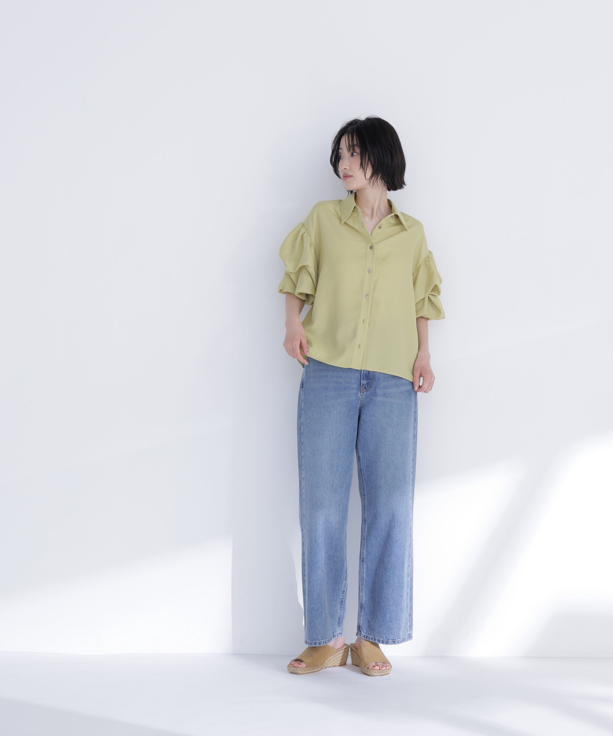 「ギャザーバルーンスリーブシャツ」|シャツ・ブラウス|