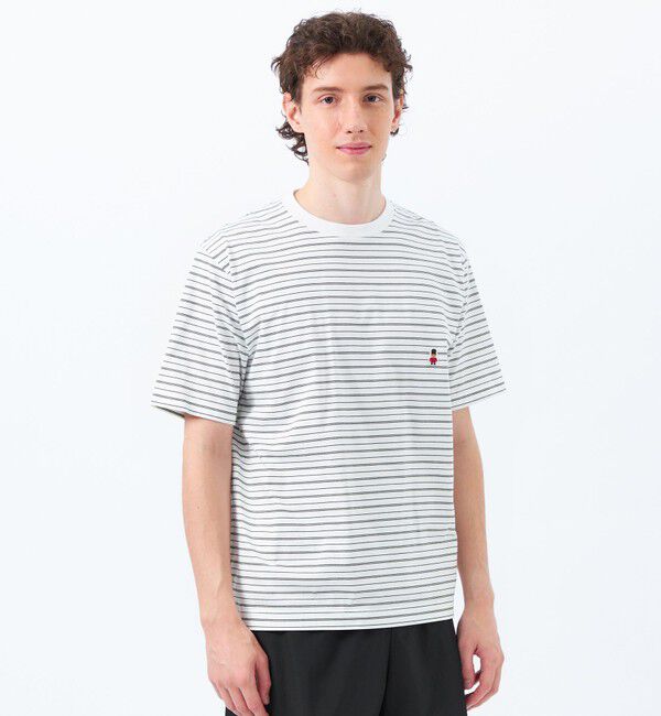 MACKINTOSH PHILOSOPHY「バッキンガムベア ランダムボーダー ワンポイントTシャツ」|Tシャツ・カットソー|ライトグレー