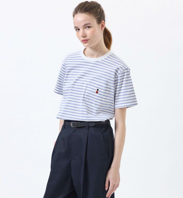 MACKINTOSH PHILOSOPHY「バッキンガムベア バスクボーダーポケTシャツ」|Tシャツ・カットソー|ライトブルー