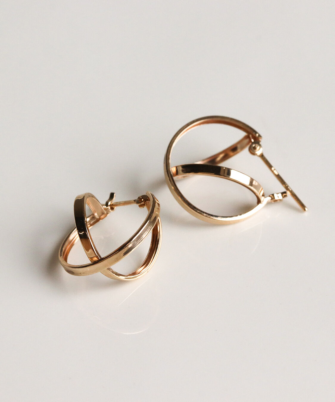  「ゴールド ダブル スナップ フープ ピアス | K10YG」|ピアス|
