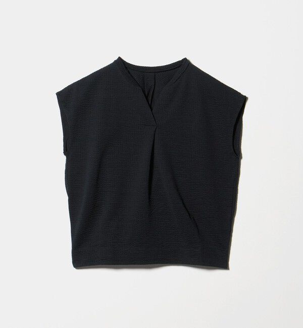 UNITED ARROWS green label relaxing「サッカー タック フレンチスリーブ カットソー UVカット」|Tシャツ・カットソー|BLACK