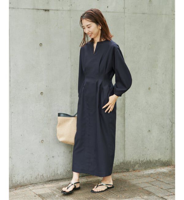 VERMEIL par iena「《一部WEB限定》FLAXASA jewel ox ウエストシェイプワンピース」|ワンピース|