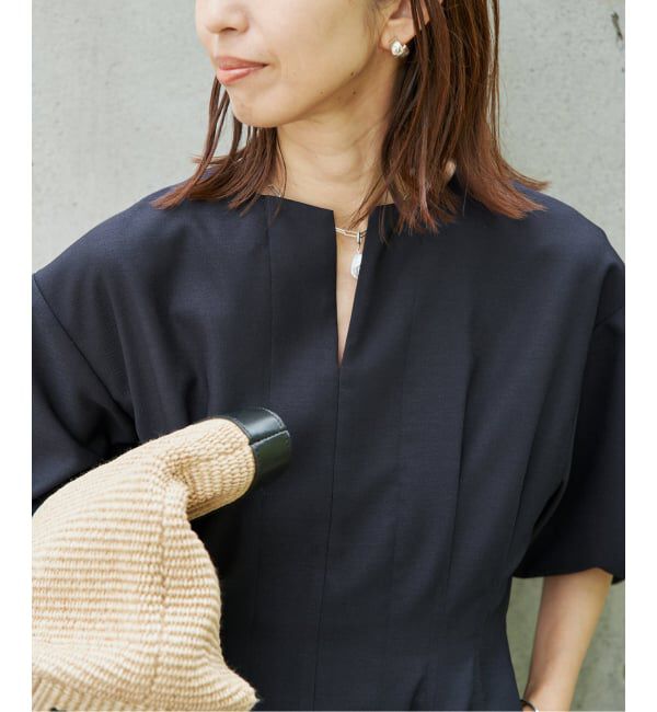 VERMEIL par iena「《一部WEB限定》FLAXASA jewel ox ウエストシェイプワンピース」|ワンピース|