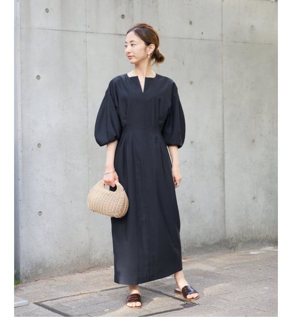 VERMEIL par iena「《一部WEB限定》FLAXASA jewel ox ウエストシェイプワンピース」|ワンピース|