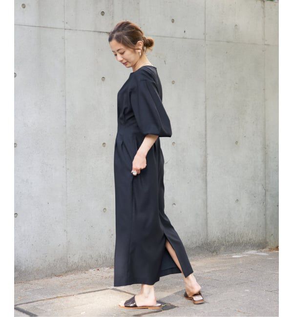 VERMEIL par iena「《一部WEB限定》FLAXASA jewel ox ウエストシェイプワンピース」|ワンピース|