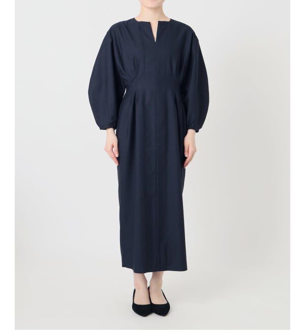 VERMEIL par iena「《一部WEB限定》FLAXASA jewel ox ウエストシェイプワンピース」|ワンピース|