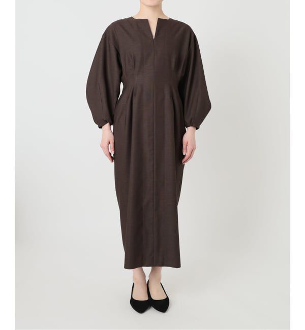 VERMEIL par iena「《一部WEB限定》FLAXASA jewel ox ウエストシェイプワンピース」|ワンピース|