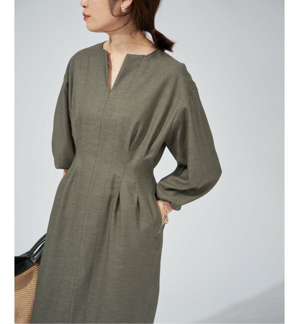 VERMEIL par iena「《一部WEB限定》FLAXASA jewel ox ウエストシェイプワンピース」|ワンピース|