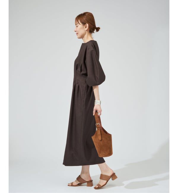 VERMEIL par iena「《一部WEB限定》FLAXASA jewel ox ウエストシェイプワンピース」|ワンピース|