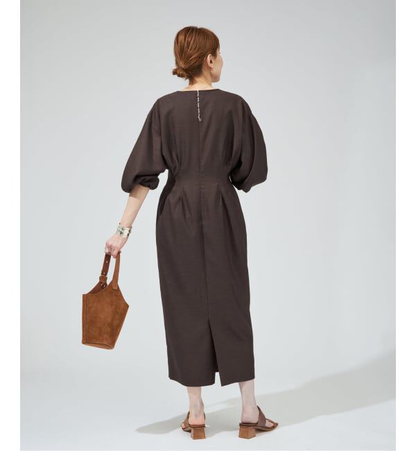 VERMEIL par iena「《一部WEB限定》FLAXASA jewel ox ウエストシェイプワンピース」|ワンピース|
