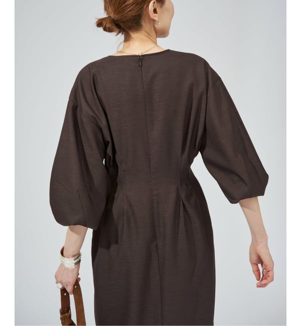 VERMEIL par iena「《一部WEB限定》FLAXASA jewel ox ウエストシェイプワンピース」|ワンピース|