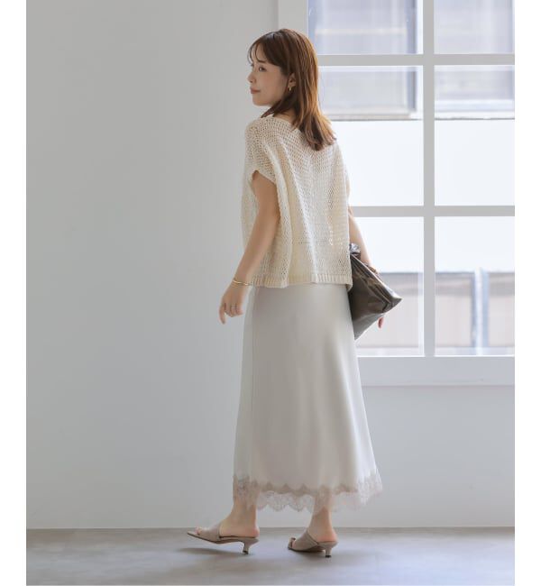  「《WEB限定予約》【洗える】透かし編みバックパールプルオーバー」|ニット・セーター|