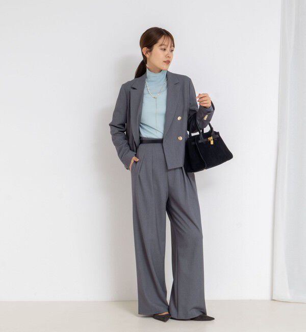 NOLLEY'S sophi「《セットアップ対応》ウォッシャブルウール混ツイルハイウエストワイドパンツ」|その他|