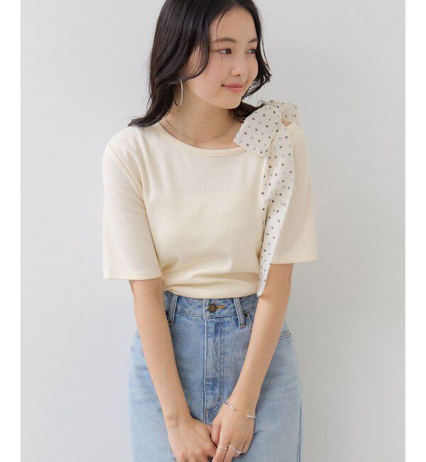 VIS「肩リボンTシャツ」|Tシャツ・カットソー|