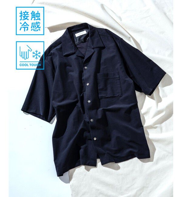 ADAM ET ROPE'「 接触冷感【MINUS】オープンカラー シャツ」|シャツ・ブラウス|ネイビー(40)