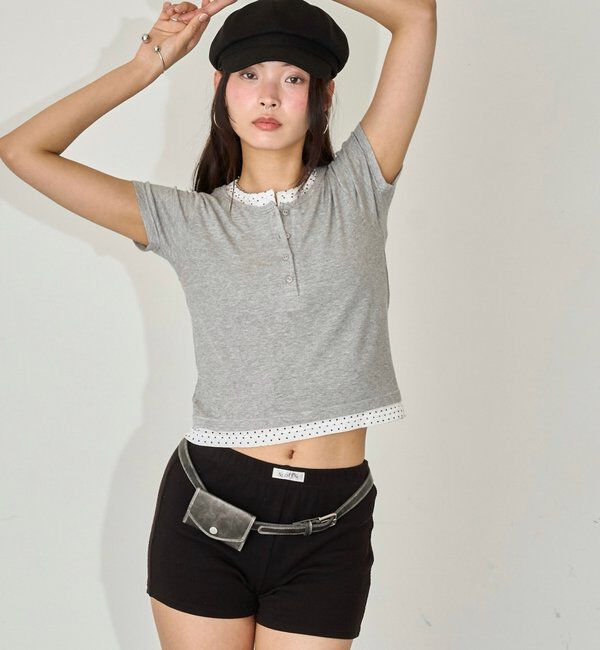  「レイヤードヘンリーS/Sトップス」|Tシャツ・カットソー|