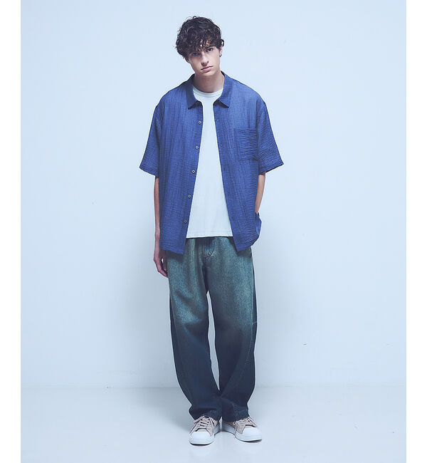 ABAHOUSE「【ヴィンテージ加工】 LIGHT CURVED DENIM /ワイドデニム/ライ」|デニム|