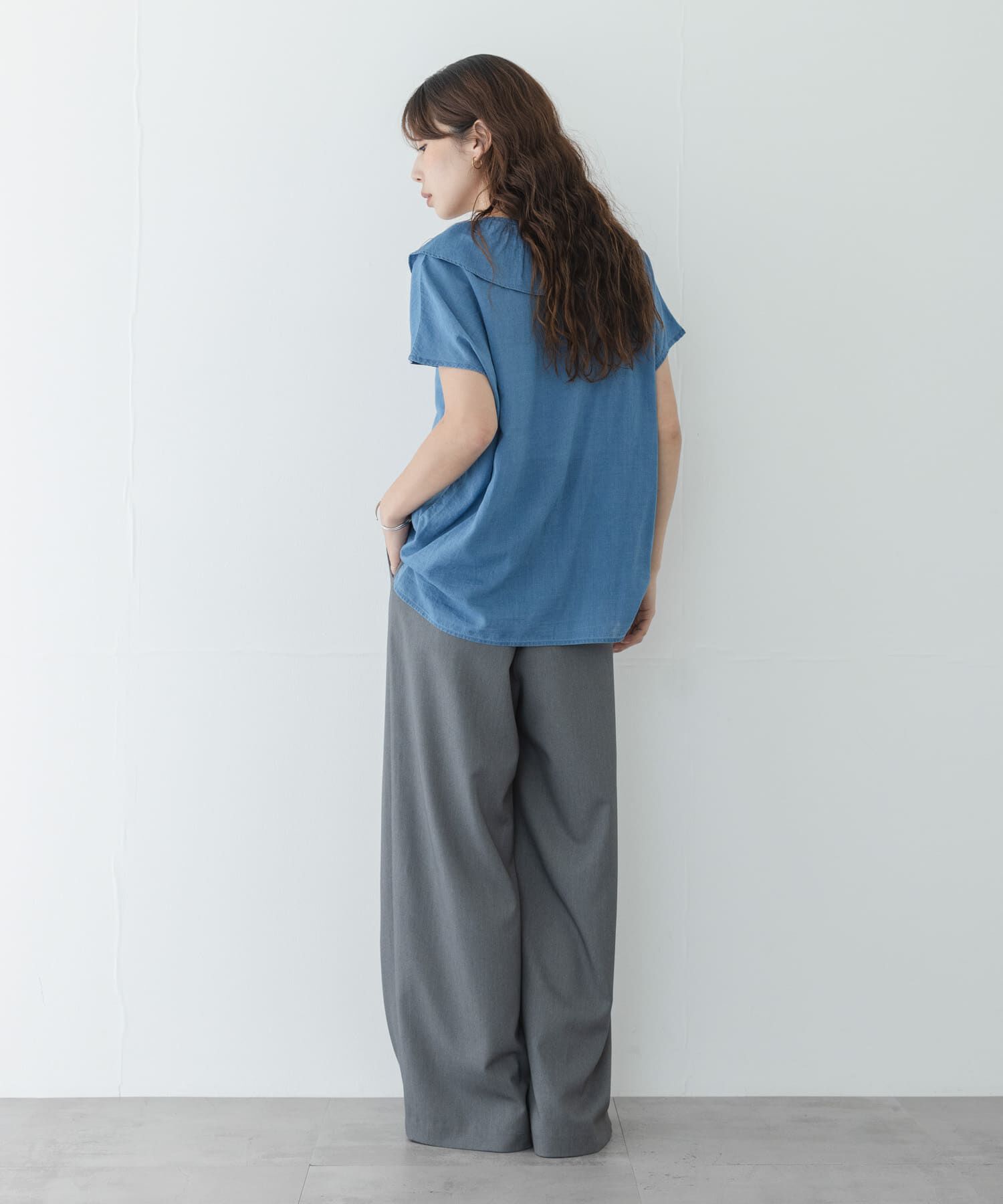 Sonny Label 「シアーデニムラッフルフリルブラウス」|シャツ・ブラウス|