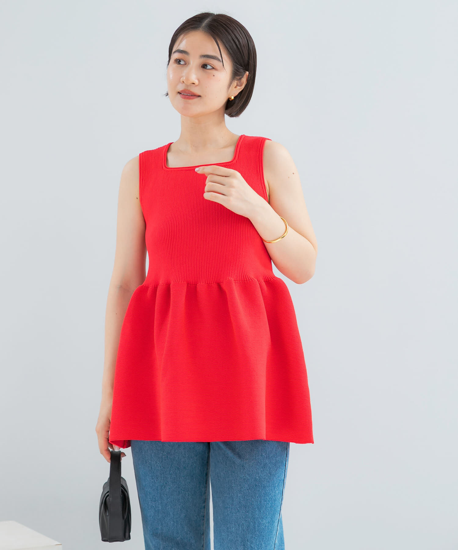 URBAN RESEARCH ROSSO「ウォッシャブルペプラムニットトップス」|ニット・セーター|