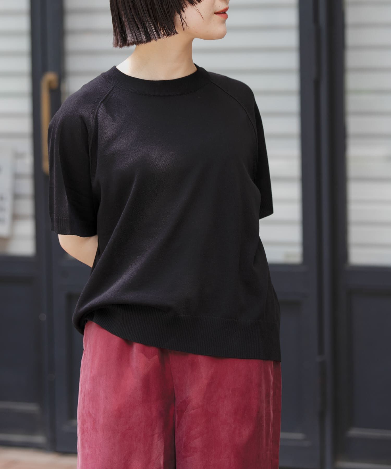 URBAN RESEARCH DOORS「FORK&SPOON　ラグランスリーブニットTシャツ」|ニット・セーター|