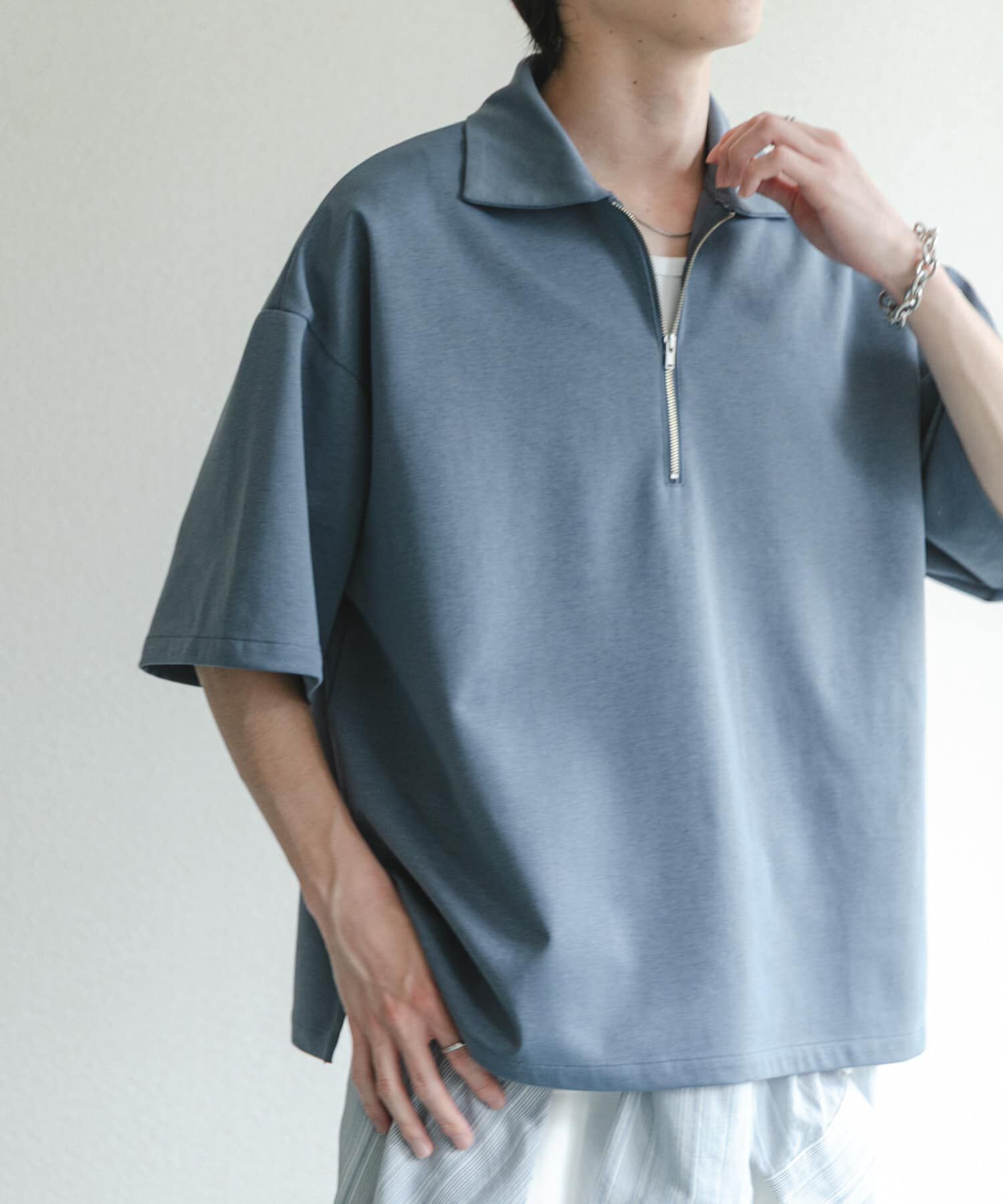 SENSE OF PLACE by URBAN RESEARCH「ダンボールポンチハーフジップショートスリーブTシャツ」|Tシャツ・カットソー|