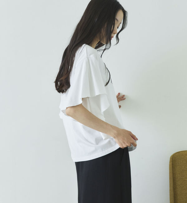 Doux archives「袖フリルプリントＴシャツ」|Tシャツ・カットソー|