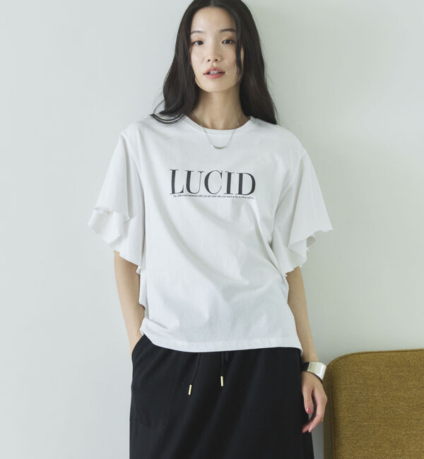 Doux archives「袖フリルプリントＴシャツ」|Tシャツ・カットソー|