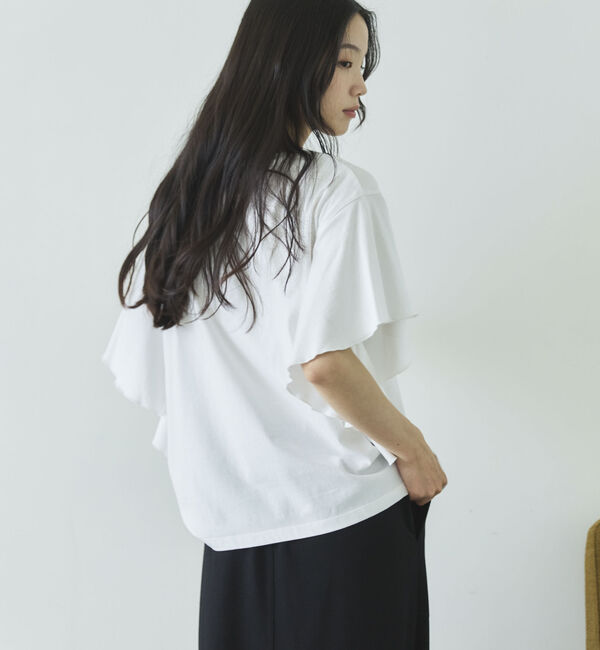 Doux archives「袖フリルプリントＴシャツ」|Tシャツ・カットソー|