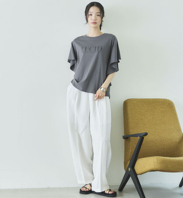 Doux archives「袖フリルプリントＴシャツ」|Tシャツ・カットソー|
