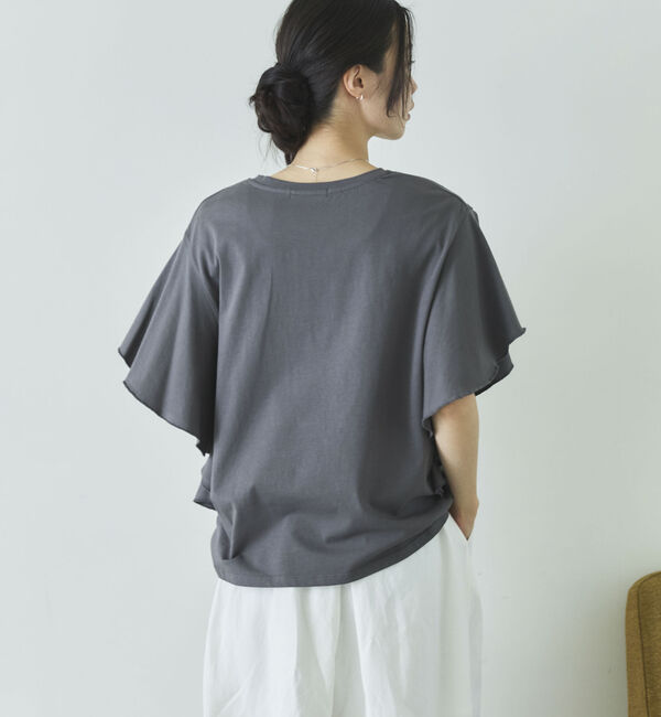 Doux archives「袖フリルプリントＴシャツ」|Tシャツ・カットソー|
