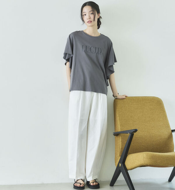 Doux archives「袖フリルプリントＴシャツ」|Tシャツ・カットソー|