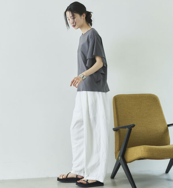 Doux archives「袖フリルプリントＴシャツ」|Tシャツ・カットソー|