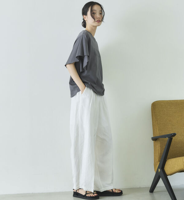 Doux archives「袖フリルプリントＴシャツ」|Tシャツ・カットソー|