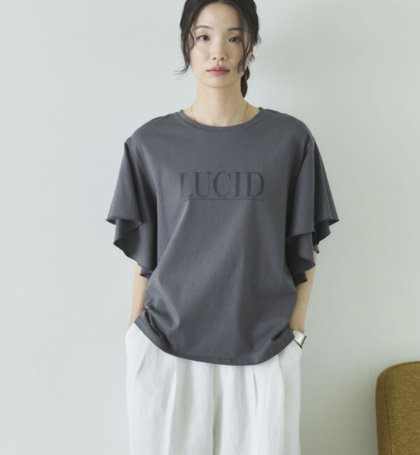 Doux archives「袖フリルプリントＴシャツ」|Tシャツ・カットソー|
