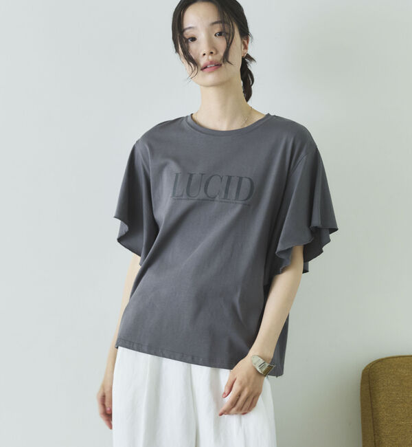 Doux archives「袖フリルプリントＴシャツ」|Tシャツ・カットソー|