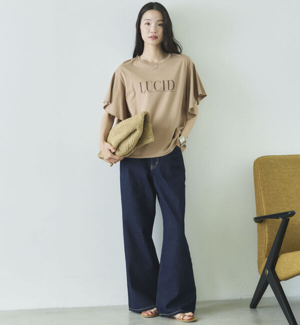 Doux archives「袖フリルプリントＴシャツ」|Tシャツ・カットソー|