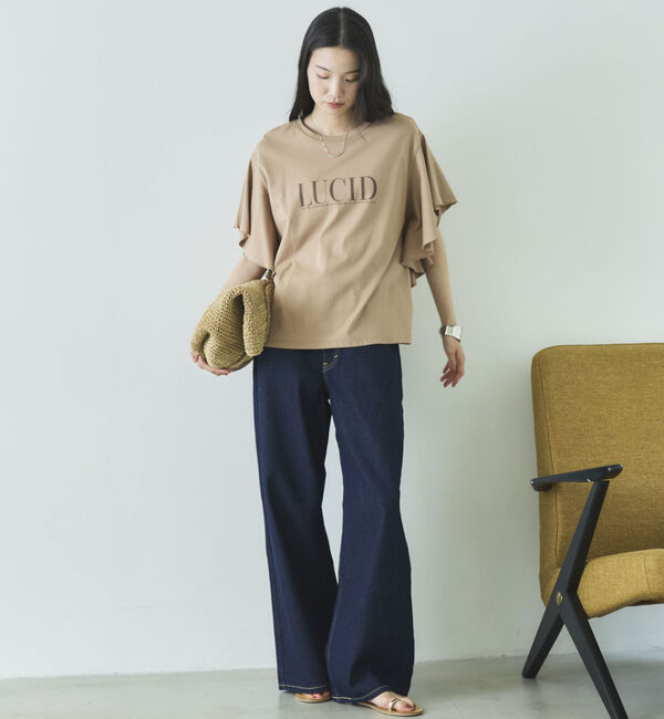 Doux archives「袖フリルプリントＴシャツ」|Tシャツ・カットソー|