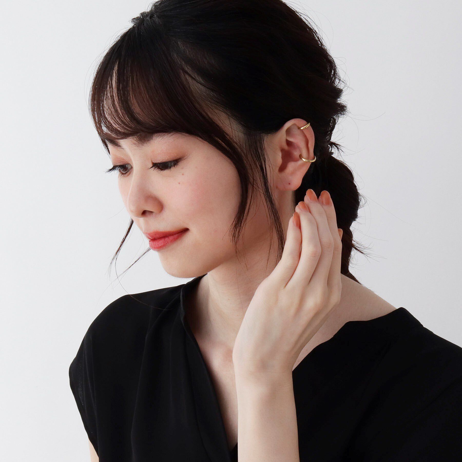 COCOSHNIK「シルバー ダブルフープ ヘリックスイヤーカフ」|イヤーカフ|